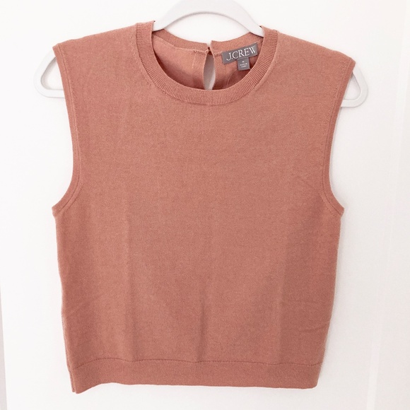NWT J. Crew Featherweight Cashmere-Blend Cropped Sweater Shell in Rosy Dune - M - Picture 1 of 5